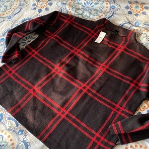 Ann Taylor Window Pane Plaid Mock Turtleneck Sweater size XL